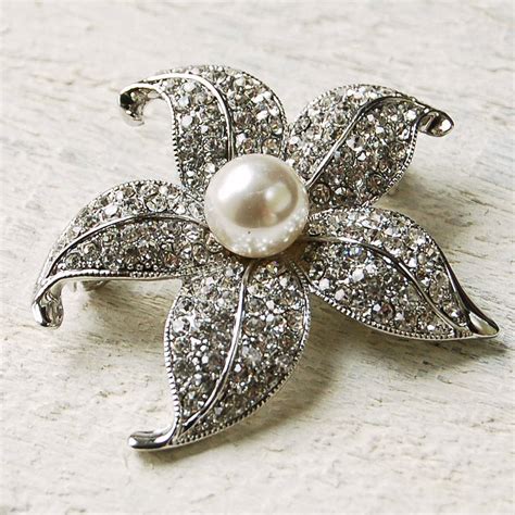 Vintage Style Pearl Flower Brooch By Highland Angel