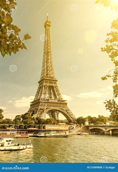 The Eiffel Tower From The River Seine In Paris Editorial Stock Photo