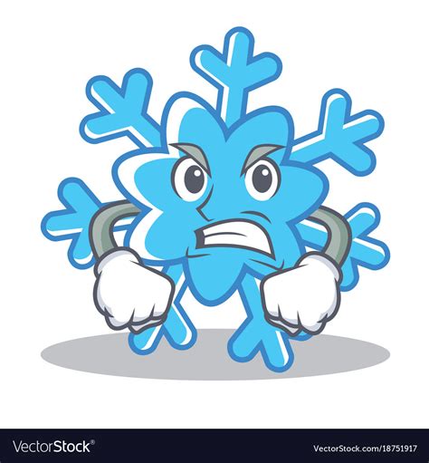 Angry Snowflake Character Cartoon Style Royalty Free Vector