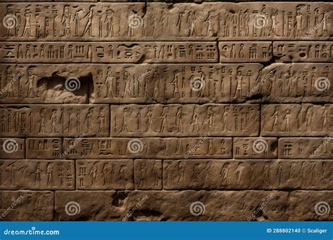 Ancient Egyptian Hieroglyphs Carved In Dark Wall Hieroglyphic Writing