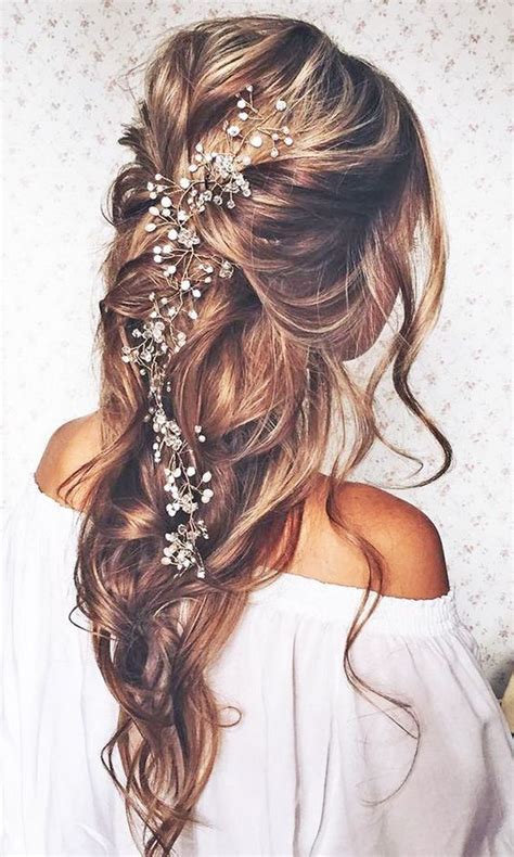 Bloemen In Haar Long Bridal Hair Crystal Bridal Hair Vine Pearl Hair