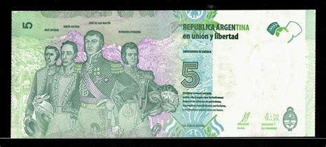 Argentina 5 Pesos P 359 2015 Nd Unc Banknote New Ebay