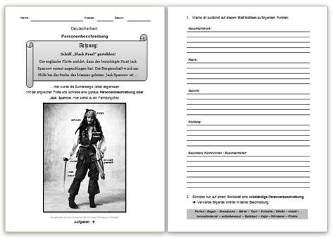 Im video wirst du mit teo unterschiedliche personen beschreiben und sogar einen liebesbrief mit ihm verfasssen. Klassenarbeit: Personenbeschreibung zu Jack Sparrow ...