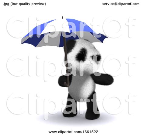 3d Baby Panda Bear Keeps Dry With An Umbrella By Steve Young 1661522