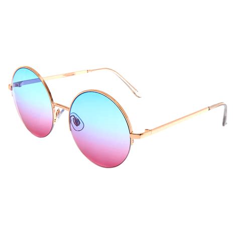 Blue Tinted Round Sunglasses Claire S Us