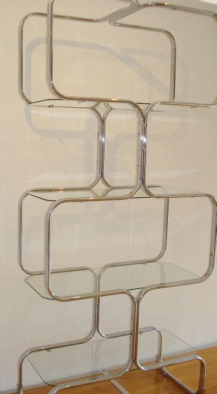Mid Century Steel And Glass Shelving Unit At 1stdibs