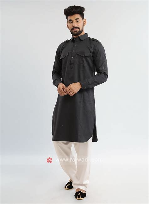 Dark Grey Pathani Suit Suits Online Shopping Suits Pathani Kurta