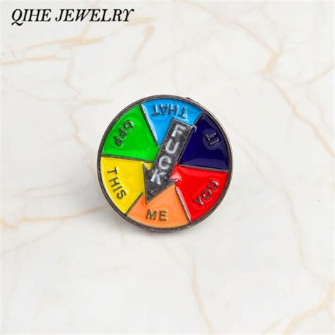 Qihe Jewelry Spinning Decision Enamel Pin Hard Enamel Lapel Pin Badges Brooches Backpack Hats