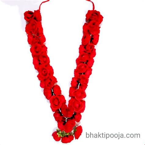 Red Rose Long Artificial Mala Garland 34 Inches Bhakti Pooja