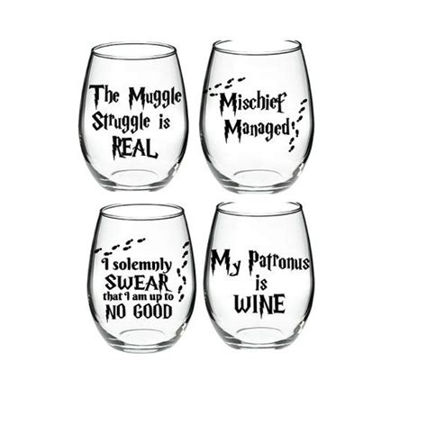 Harry Potter Inspired 15 Oz Wine Glass Set Of 4 The Vinyl Used Is A High Performance Self