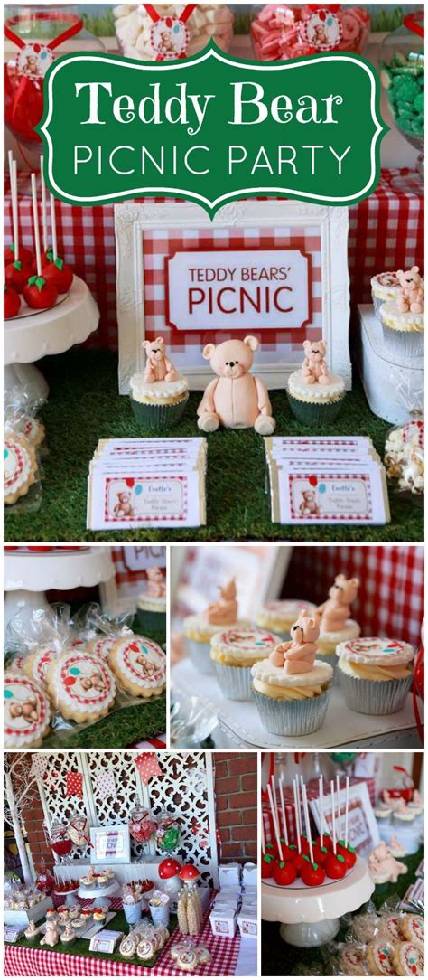 Such A Cute Teddy Bear Picnic Party In Red And Green See More Party
