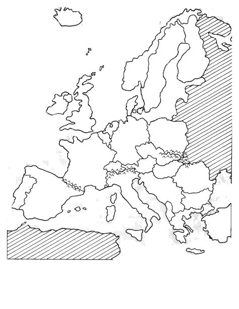 Europe Blank Physical Map Colouring Pages