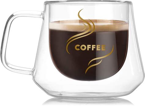 Victory Eu Insulated Coffee Mug 200ml Double Walled Glass Coffee Cups With Handle Clear Glass