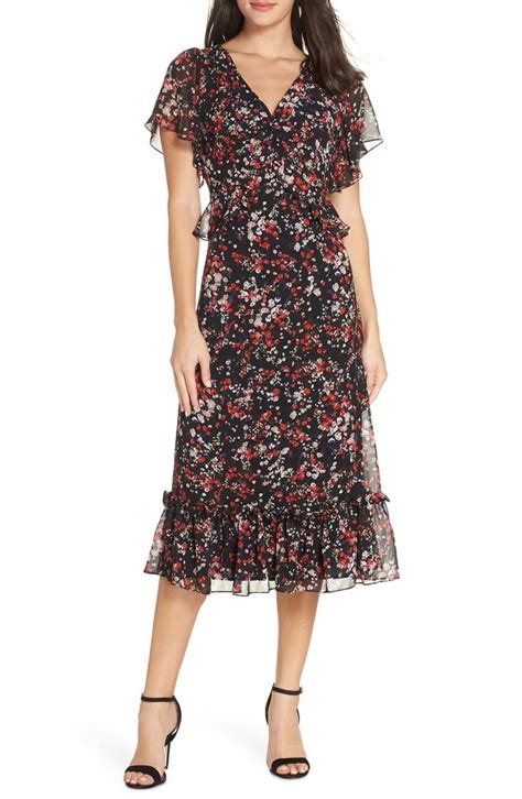 Free Shipping And Returns On Chelsea Floral Ruffle Midi Dress At