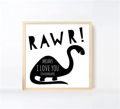 Dinosaur Art Printable Rawr Means I Love You Wall Art Etsy