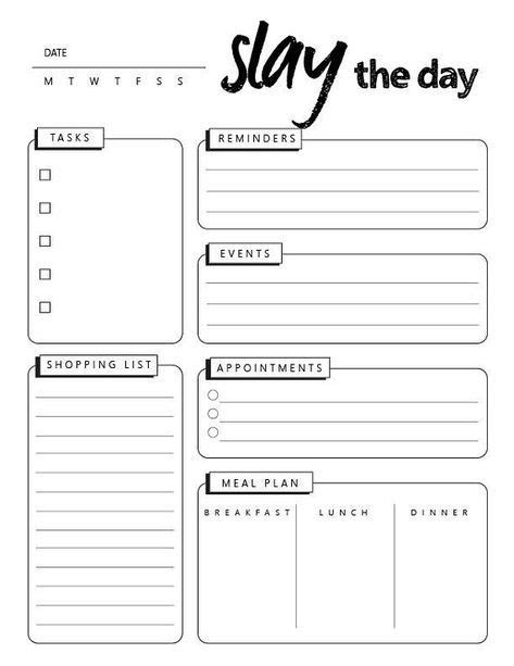 Slay the Day, Daily To-Do, Daily Checklist, Instant