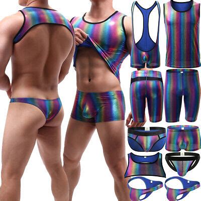 New Gay LGBT Pride Underwear Men S Rainbow Boxer Brief Thongs Jumpsuit