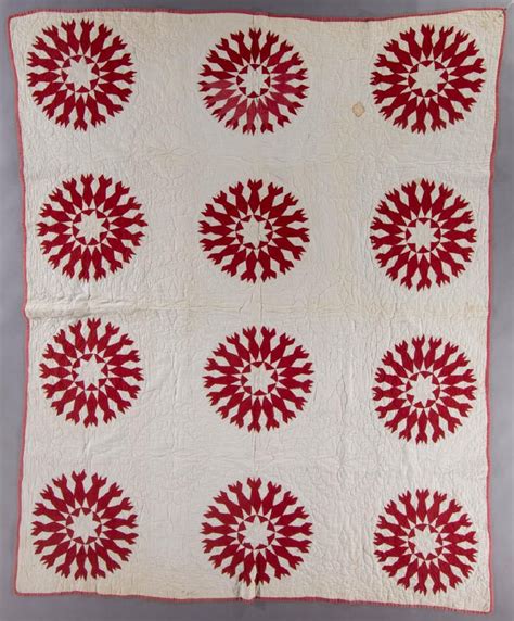 American Star Pieced Quilt Red And White Quilts Civil War Quilts