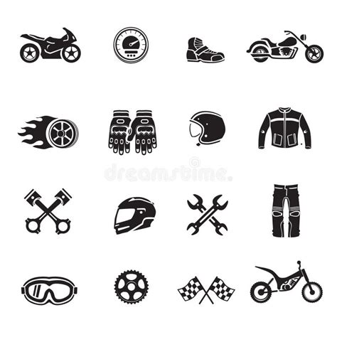 Motorcycle Icons Black Set With Transportation Symbols Isolated Vector