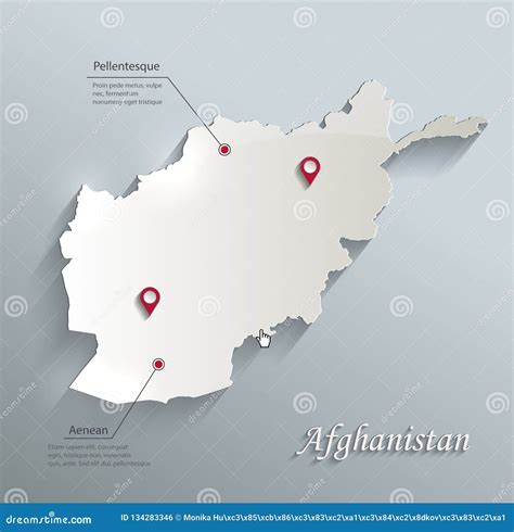 Afghanistan Map Blue White Card Paper 3d Stock Vector Illustration Of