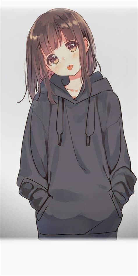 Wallpaper Headphone Cute Anime Girl Black Hoodie Desktop Wallpaper