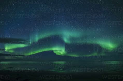 Aurora Borealis Northern Lights Reflected In Ocean North