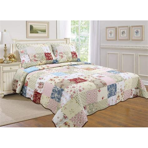 All For You 100 Cotton 3 Piece Reversible Bedspread Coverlet Quilt Set Oversize Real