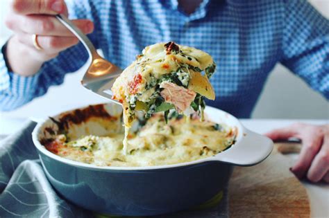 Ovenschotel Met Zalm Patatjes En Spinazie As Cooked By Ginger