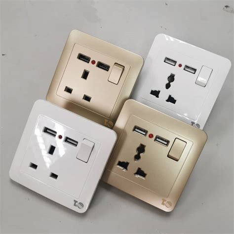 3 Pin Uk Multi Plug Usb Wall Socket With Switch Acdc 21 A Usb