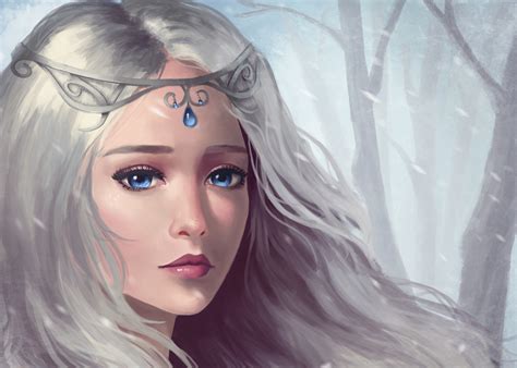 Woman Girl Face White Hair Blue Eyes Wallpaper Resolution2100x1500