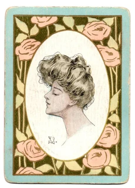 Antique Wide Vintage Swap Cards Playing Card Us Named Lady Un Named