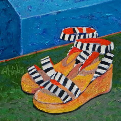 Original Still Life Womans Shoes Small Oil Painting California Artist