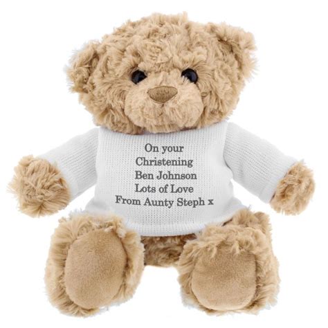 Personalised Message Teddy Bear Grey Teddy Bears All Ts