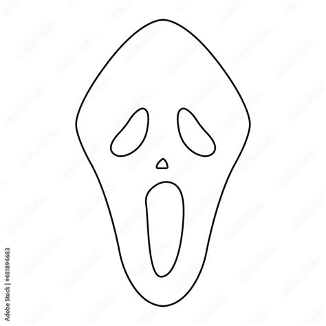 Scream Face Mask Vector Art Black And White White Background Line