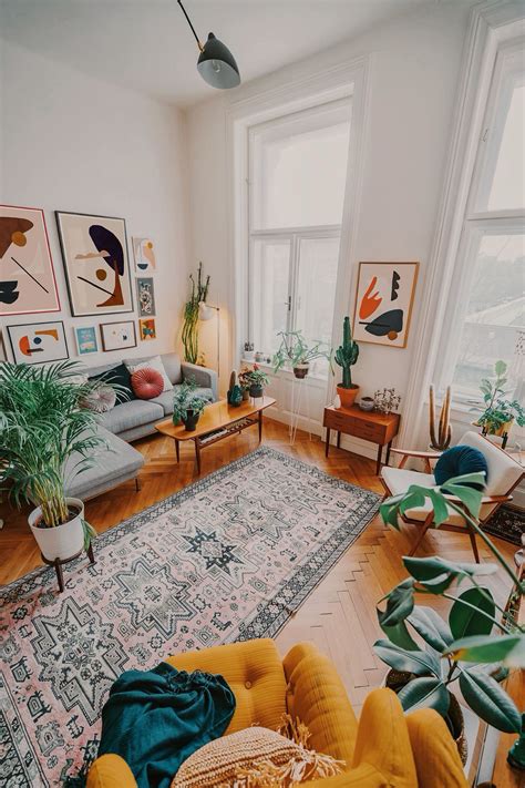 Boho Apartamento Con Mediados De Siglo Moderno Diseño Small Living