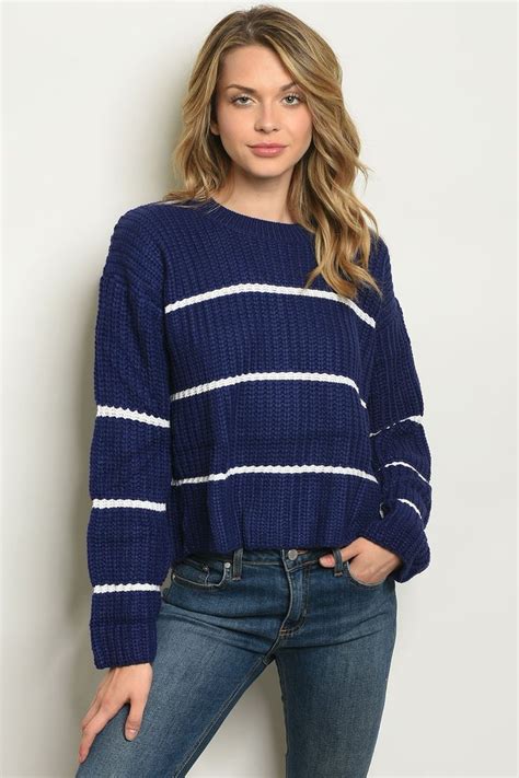 Navy With Stripes Sweater Mercantile Americana Everything Sweaters