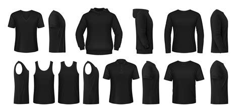 Black Man Shirt Hoodie And Polo Mockups Clothes 34809763 Vector Art