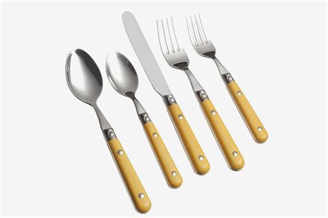 flatware sets silverware stainless colorful yellow ginkgo international steel setting place prix le piece