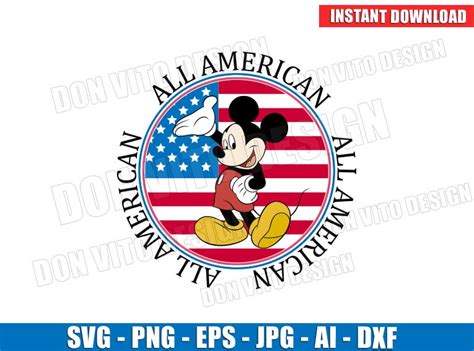 Mickey Mouse 4th of July All American Flag (SVG dxf png) Disney USA