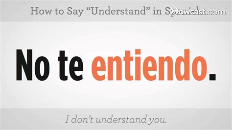 How To Say Understand Spanish Lessons Youtube