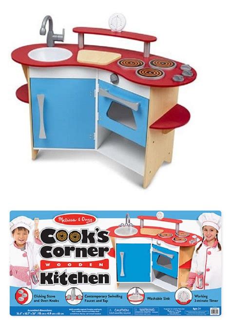 Kitchens 158746 Melissa And Doug Cook S Corner Wooden Kitchen Pretend Play Set New Factory