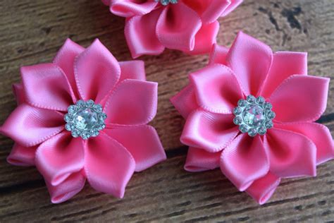 hot pink satin ribbon flowers 1 7 satin flower fabric flower headband flower wholesale you