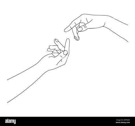 Two Hands Reaching Out Touching Each Other Vector Stock Vector Image