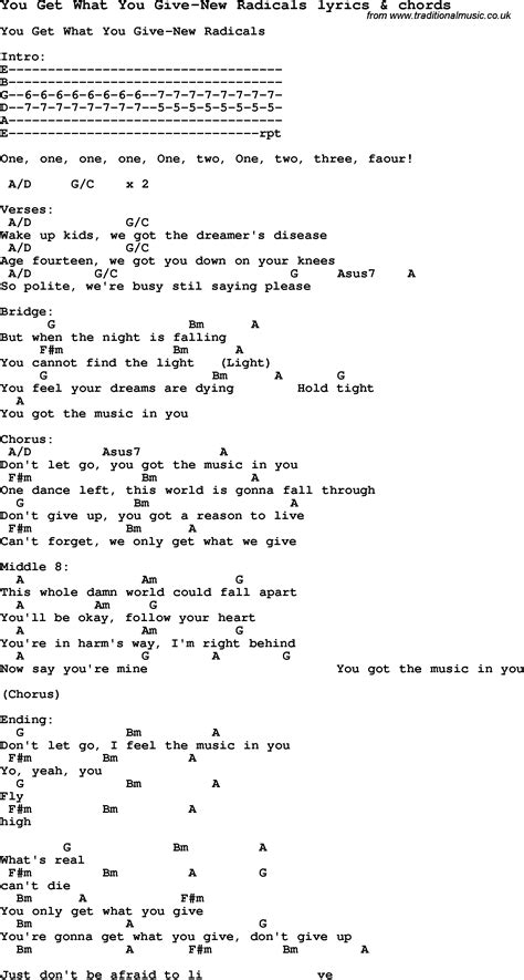 Love Song Lyrics Foryou Get What You Give New Radicals With Chords