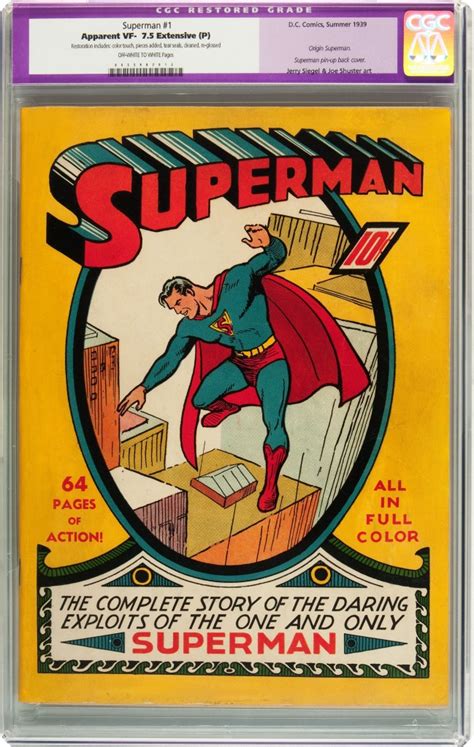 Superman Comic Book 1 Cgc Restored Front Comics Watcher