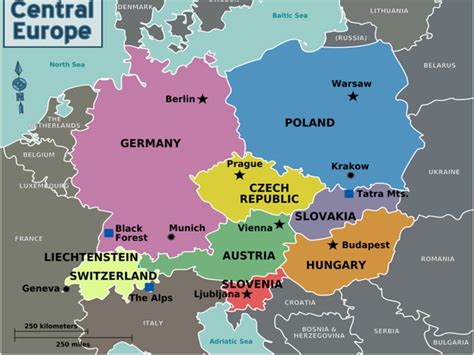 Na području europe djeluje ekonomska i politička međuvladina zajednica država europe, europska unija. Karta Centralne Evrope | superjoden