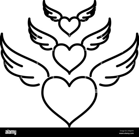 Heart With Wings Outline Icon Vector Stock Vector Image And Art Alamy