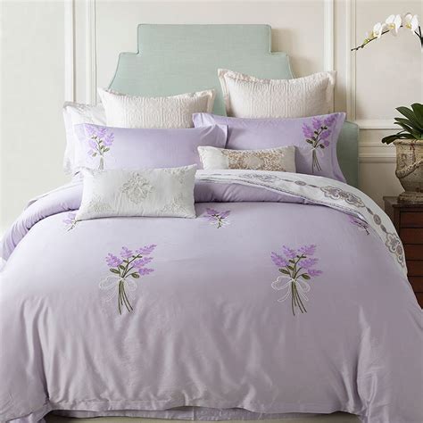 Unikatowe, personalizowane i ręcznie robione przedmioty z naszych sklepów. Light purple embroidered bedding set queen king size ...
