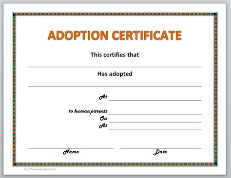 Fake Adoption Certificate Free Printable Free Printable A To Z