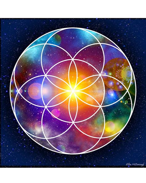 Seed Of Life Sacred Geometry Galaxy Art Prints Mystical Art Yantra